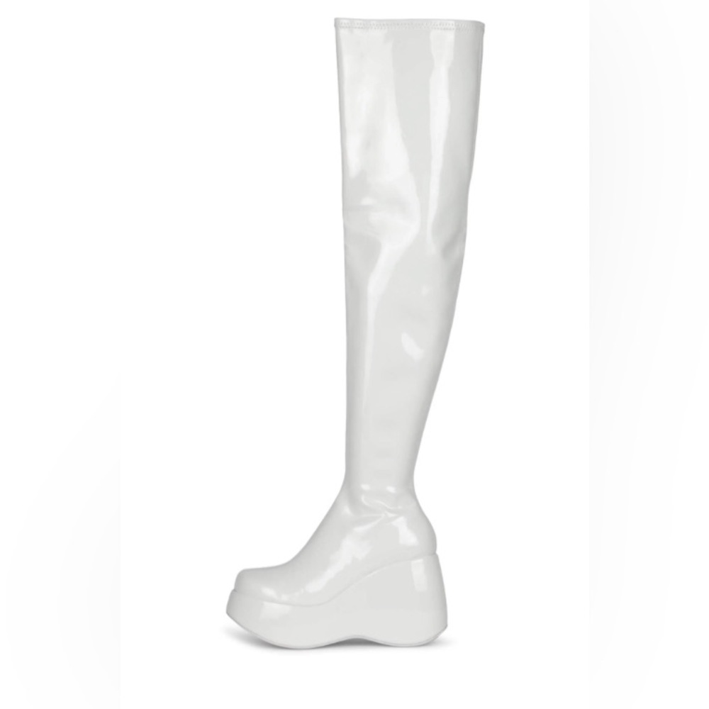 Jeffrey Campbell Patent Leather Platform Wedge Knee High Sock Boot NWOB